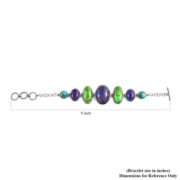 Mojave Turquoise Purple/Green/Blue Bracelet & Matching Butterfly Ring (Sz 7) NWT - Picture 14 of 16